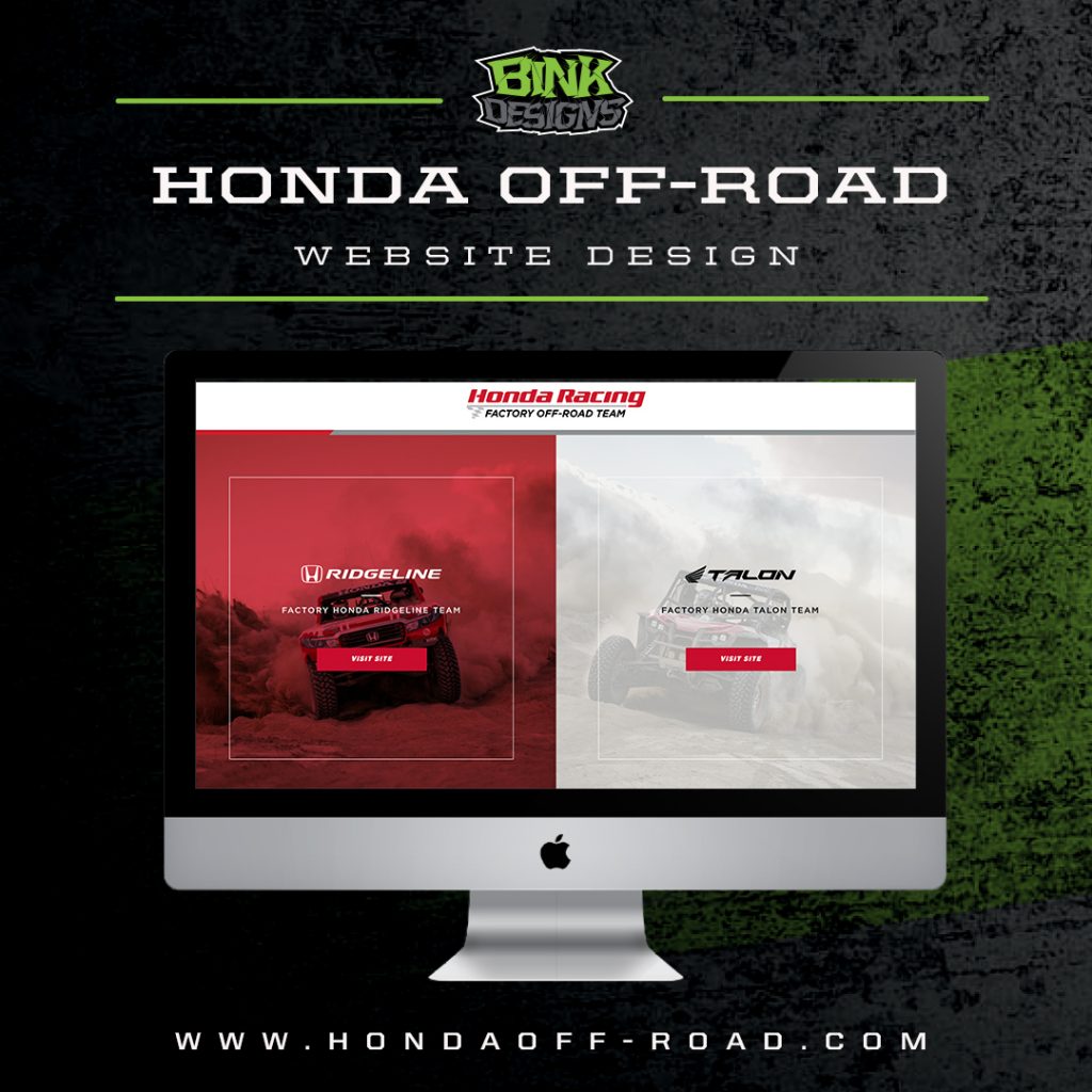 Honda Off-Road, Website Development, Web Design, Bink Designs, Motorsports